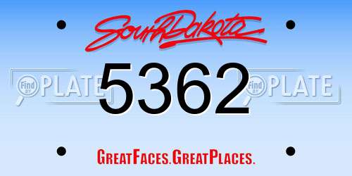 5362 South Dakota License Plate