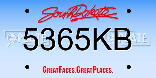 5365KB South Dakota License Plate