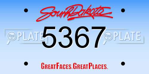 5367 South Dakota License Plate