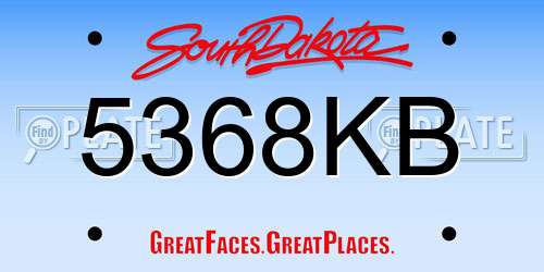 5368KB South Dakota License Plate
