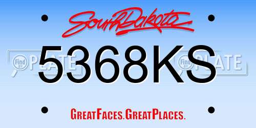 5368KS South Dakota License Plate