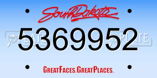 5369952 South Dakota License Plate