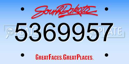 5369957 South Dakota License Plate