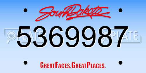 5369987 South Dakota License Plate