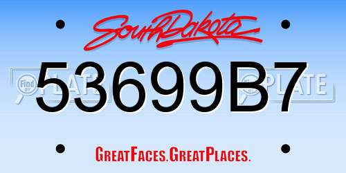 53699B7 South Dakota License Plate