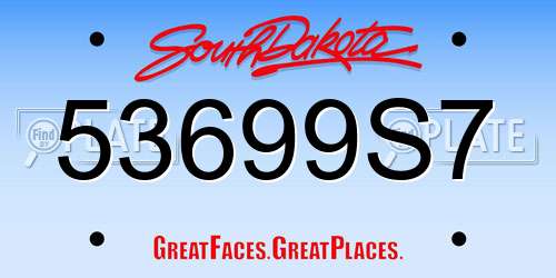 53699S7 South Dakota License Plate