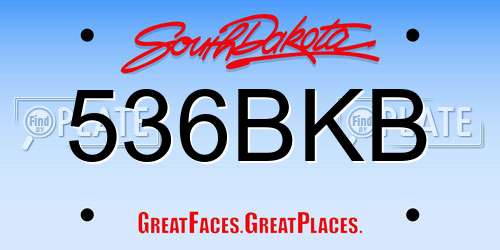 536BKB South Dakota License Plate