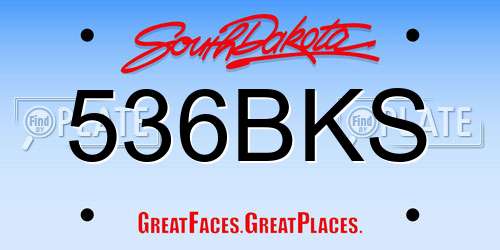 536BKS South Dakota License Plate