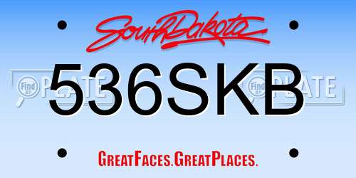 536SKB South Dakota License Plate