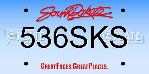 536SKS South Dakota License Plate