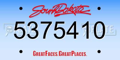 5375410 South Dakota License Plate
