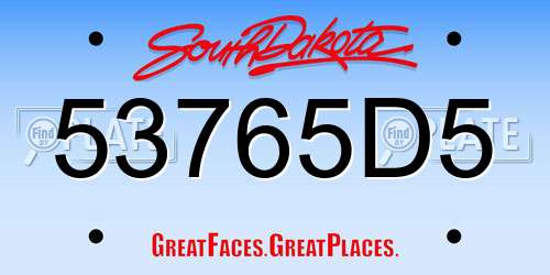 53765D5 South Dakota License Plate