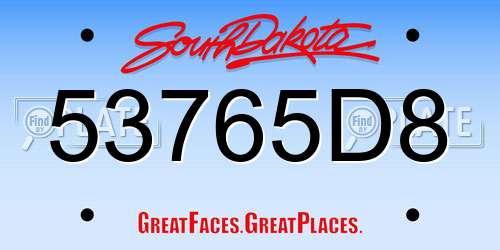 53765D8 South Dakota License Plate