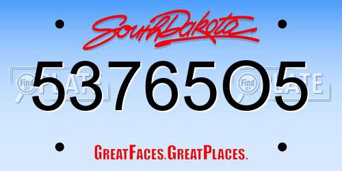 53765O5 South Dakota License Plate