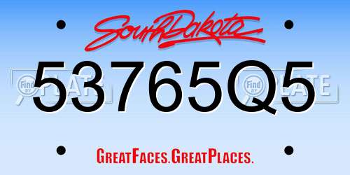 53765Q5 South Dakota License Plate