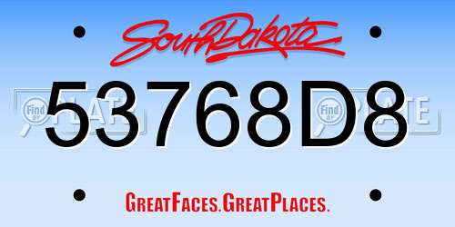 53768D8 South Dakota License Plate