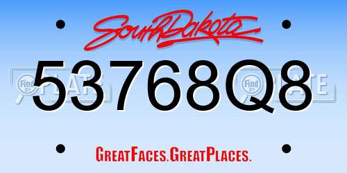 53768Q8 South Dakota License Plate