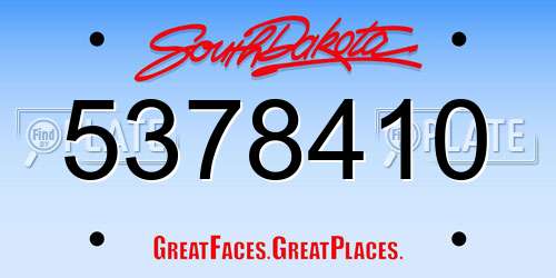 5378410 South Dakota License Plate