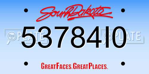 53784I0 South Dakota License Plate