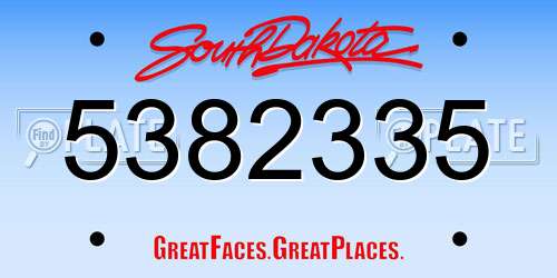 5382335 South Dakota License Plate