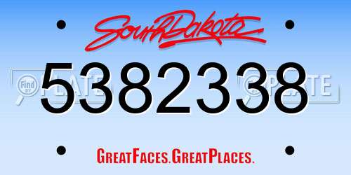 5382338 South Dakota License Plate