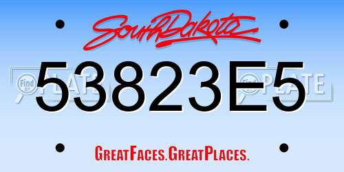 53823E5 South Dakota License Plate
