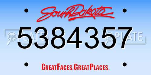 5384357 South Dakota License Plate