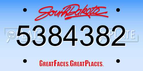 5384382 South Dakota License Plate