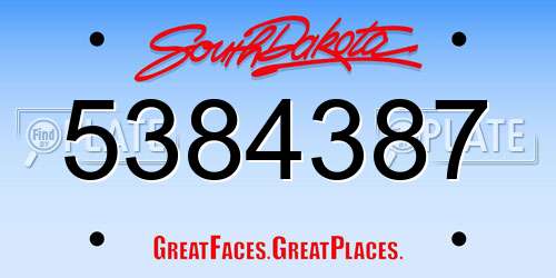 5384387 South Dakota License Plate