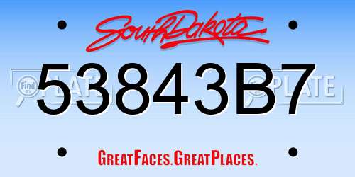 53843B7 South Dakota License Plate