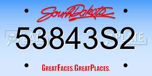53843S2 South Dakota License Plate