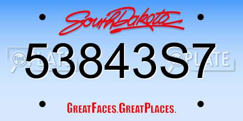 53843S7 South Dakota License Plate