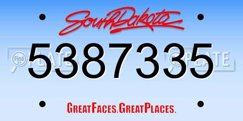 5387335 South Dakota License Plate