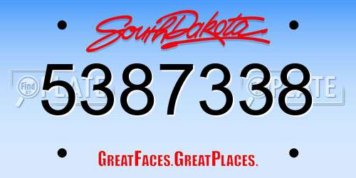 5387338 South Dakota License Plate