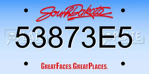 53873E5 South Dakota License Plate