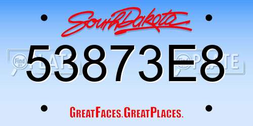 53873E8 South Dakota License Plate
