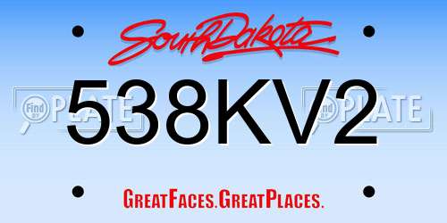 538KV2 South Dakota License Plate
