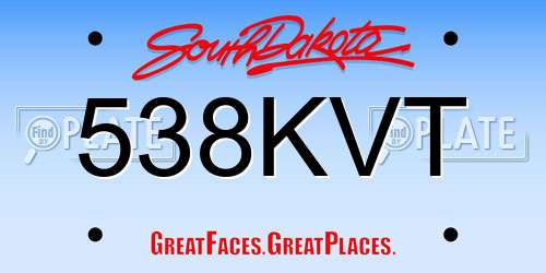 538KVT South Dakota License Plate