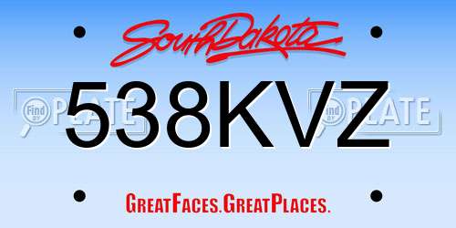 538KVZ South Dakota License Plate