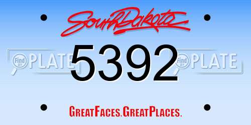 5392 South Dakota License Plate
