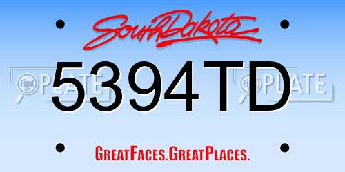 5394TD South Dakota License Plate