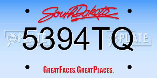 5394TQ South Dakota License Plate
