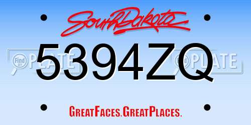 5394ZQ South Dakota License Plate
