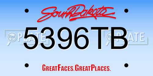 5396TB South Dakota License Plate