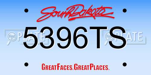 5396TS South Dakota License Plate