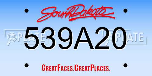 539A20 South Dakota License Plate