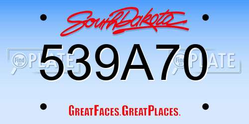 539A70 South Dakota License Plate