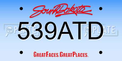 539ATD South Dakota License Plate
