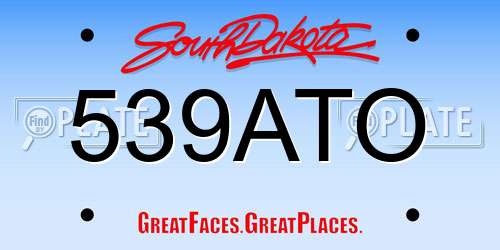 539ATO South Dakota License Plate