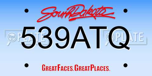 539ATQ South Dakota License Plate